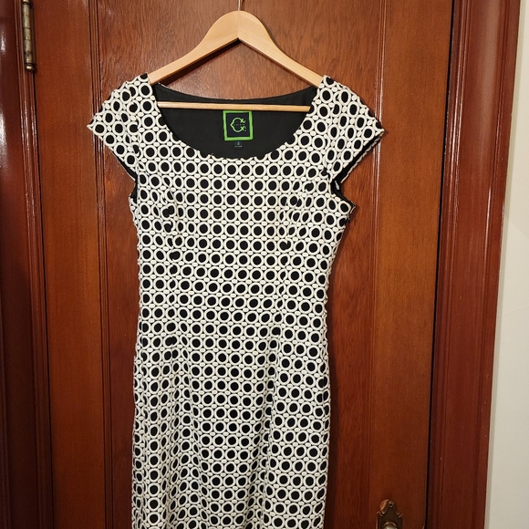 Black and White Sheath Dress By C Wonder Size 4 - Picture 3 of 8